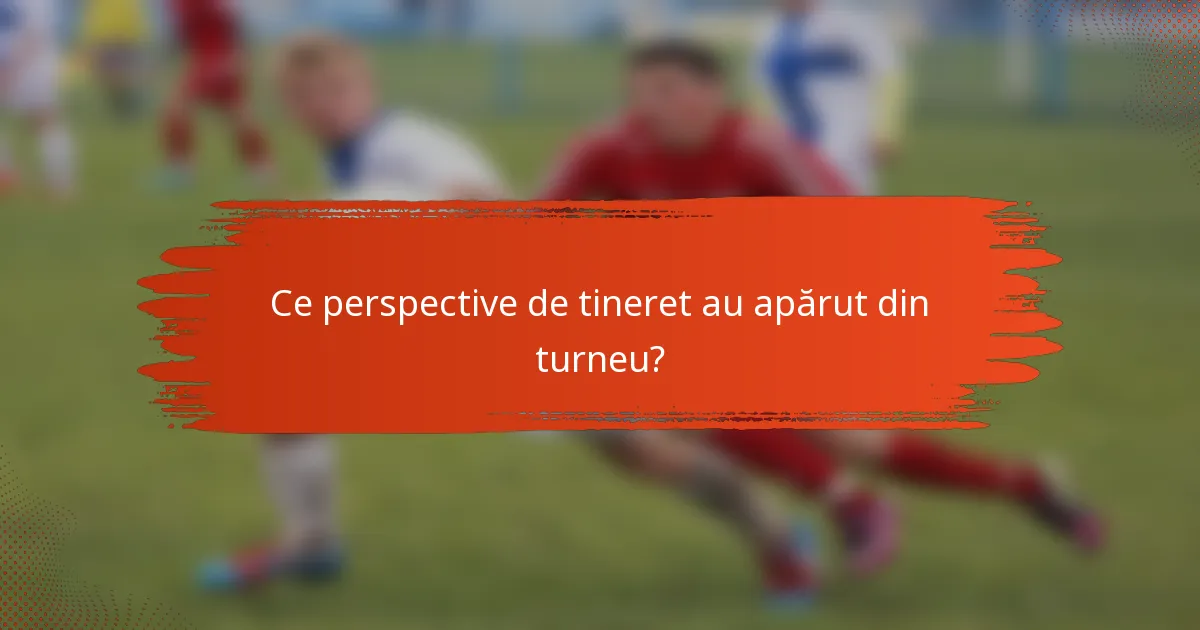 Ce perspective de tineret au apărut din turneu?