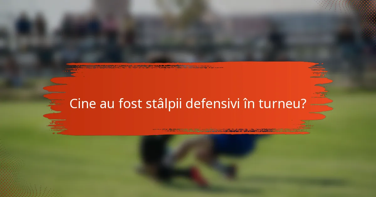 Cine au fost stâlpii defensivi în turneu?