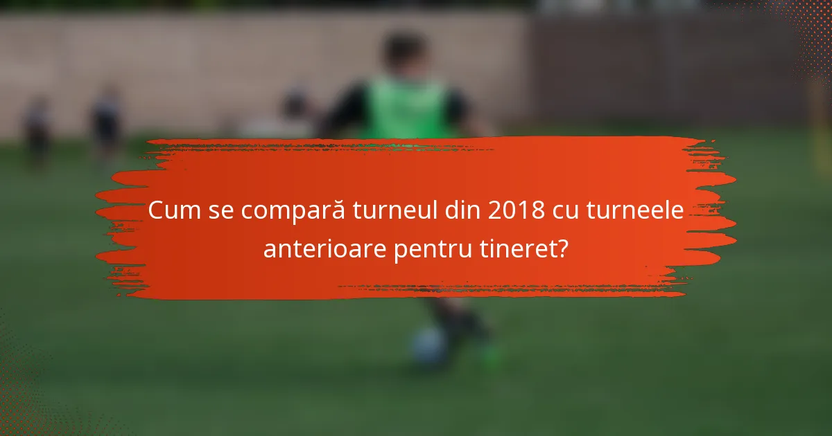 Cum se compară turneul din 2018 cu turneele anterioare pentru tineret?